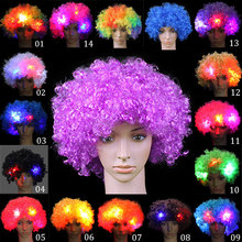 Hot Selling Fancy LED Light Curly Hair Wigs Halloween Costume Party Supplies New Cosplay Unisex Clown Mask Funny Toy 88 2024 - buy cheap