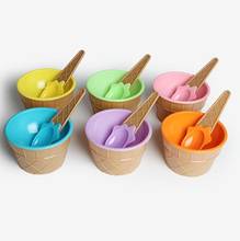 1 шт. Детские чаши для мороженого чашки для мороженого парные чашки подарки десертная чаша для мороженого Ложка детские столовые приборы Высокое качество #15 2024 - купить недорого