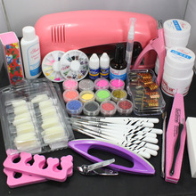 Kit de herramientas de Gel UV para arte de uñas profesional, juego de pinceles para lámpara UV rosa, pegamento acrílico en polvo, #30 2024 - compra barato
