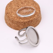 Onwear 5 peças anel de aço inoxidável 18x25mm oval base de camafeu faça você mesmo configurações de bisel em branco para anéis que fazem com cabochão de vidro claro 2024 - compre barato