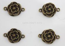 120 pcs rose connector antique bronze flower  zinc alloy  pendant, charm, drops for diy 26X18mm lead and nickle free 2024 - buy cheap
