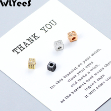 WLYeeS 4pcs CZ Square Shape Copper Spacer Loose bead Inlay White Crystal Metal charms Loose bead For Jewelry making DIY bracelet 2024 - buy cheap