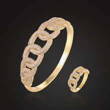 Lanruisha-brazalete de lujo con anillo, conjunto de joyería geométrica redonda, estilo de cadena, pavé, ajuste clásico, pulsera de fiesta, joyería gi 2024 - compra barato