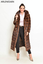 Женское пальто с мехом норки Arlenesain, Коричневое Пальто на заказ, 2019 2024 - купить недорого