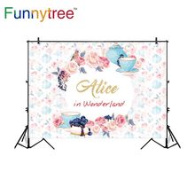 Funnytree customize vinyl photography backdrop cartoon flower wonderland children Postre cup birthday new design excluding stand 2024 - buy cheap