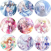 JWEIJIAO Anime Long Hair Girls Image Glass Cabochon Dome Round Glass Demo Flat Back Making Findings 12mm/15mm/16mm/18mm/20mm 2024 - buy cheap