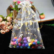 13x18cm (5.1"x7") 100pcs White Organza Bag Heart Design Wedding Candy Bags Jewelry Packaging Bags & Pouches Drawstring Gift Bag 2024 - buy cheap