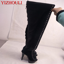 15cm high heel formal dress thigh high boots ultra high heels 6 inch platform side of the bandage women over-the-knee long boots 2024 - buy cheap
