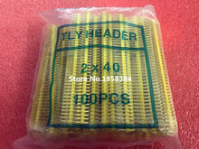 100 unids/lote 2,54mm amarillo doble fila macho 2X40 Pin cabeza tira chapado en oro 2024 - compra barato