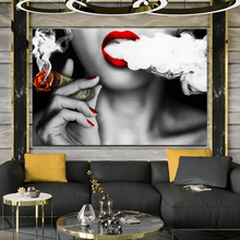 Carteles con retrato abstracto moderno e impresiones para mujer, cuadro sobre lienzo para pared, pintura al óleo de humo y dinero para decoración creativa 2024 - compra barato