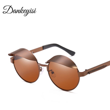 Солнечные очки DANKEYISI в готическом стиле для мужчин и женщин, зеркальные солнцезащитные, в стиле стимпанк, с металлической оправой, с круглыми линзами, UV400 2024 - купить недорого