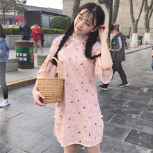 2018 Mori girl style summer new women students retro Chinese style loose loose floral cheongsam sweet cute Dress 2024 - buy cheap