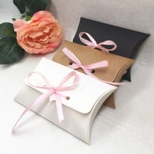 20pcs/lot Kraft Paper Pillow Packaging Box+20pcs Ribbon, DIY Handmade Gift Boxes For Cake\Jewelry\Gift\chocolate\Candy boxes 2024 - buy cheap