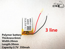10pcs/lot 3 line Good Qulity 3.7V,350mAH,602030 Polymer lithium ion / Li-ion battery for TOY,POWER BANK,GPS,mp3,mp4 2024 - buy cheap