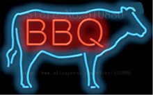 BBQ with Cow Barbeque Businese Glass Tube neon sign Handcrafted Light Beer Pub Club signs Shop Store Signboard signage 17"x14" 2024 - buy cheap