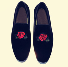 Fashion Rose Embroidery Loafers Shoes Men Round Toe Royal Style Banque Wedding Shoes Male Slip On Flats Men Shoes Leather 2024 - buy cheap