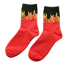 Новинка, мужские хлопковые носки с красным пламенем, скейтборд, хип-хоп, модные крутые носки, брендовые классические короткие носки унисекс в стиле Харадзюку 2024 - купить недорого