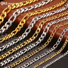 Qmzchentrendy-collar de acero inoxidable para hombres, joyería de 3/5/7MM, largo de moda Figaro, collar de cadena de lujo 2024 - compra barato