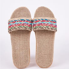 Men's Summer Beach Linen Slippers Travel Home Health Flax Shoes Male Flat Sandals Beach Flip Flops House Men Slides Flat Sandals 2024 - buy cheap