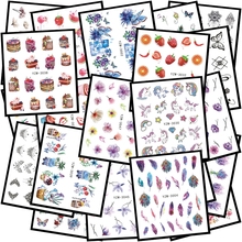 1pcs 2022 Hot Cake/Ice Cream Nail Sticker Mixed Colorful Designs Women Makeup Water Tattoos Nail Art Decal 2024 - buy cheap