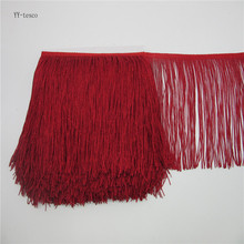 YY-tesco 10Meter 20CM Long Lace Fringe Tassel Trim red Fringe Trimming Polyester Sew Latin Dress Stage Garment Accessories 2024 - buy cheap