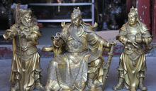 29 CM Chinese Bronze Feng Shui Guan Gong Yu Warrior  Statue (The Price Does Include 2 Bodyguards ) 2024 - buy cheap