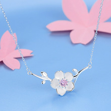 Elegant Silver Color  Cheery Flower Necklaces For Women Fashion Long Choker Necklace Statement Jewelry Gifts Collar 2024 - buy cheap