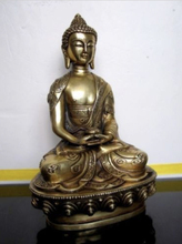 Estátua de buda de bronze amitabha, elaborada, china, tibetana, buda 2024 - compre barato