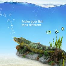 Artificial Resin Crocodile Fish Tank Landscape Aquarium Aerator Oxygen Pump Air Stone Bubble Air Pump Crocodile Tank Ornament 2024 - buy cheap