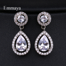 EMMAYA High Quality Teardrop Zircon Wedding Long Earrings Elegant Bridal Wedding Engagement Jewelry Accessories 2024 - buy cheap