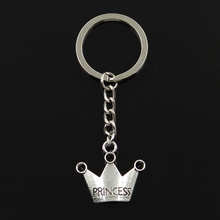 Fashion 30mm Key Ring Metal Key Chain Keychain Jewelry Antique Silver Color Plated Crown Princess 25x28mm Pendant 2024 - buy cheap