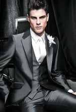 New Arrival Groom Tuxedo Groomsmen Shiny Gray Wedding/Dinner/Evening Suits Best Man Bridegroom (Jacket+Pants+Tie+Vest) B25 2024 - buy cheap