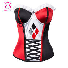 Burlesque Harley Quinn Corset Costume Cosplay Clown Women Corselet Sexy Overbust Push Up Corsets And Bustiers Gothic Clothing 2024 - buy cheap
