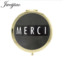 JWEIJIAO French letter word  Merci Maitresse Travel Mirror DIY ART Folding Gift game pocket mirror for girls MM63 2024 - buy cheap