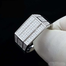Мужские кольца высокого качества серебряного цвета однотонные классические квадратные кольца обручальные парные Свадебные ювелирные изделия полное мини циркониевое кольцо 2024 - купить недорого