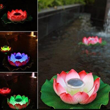 Bulbo de Luz Solar/Jardim/Jardim Ao Ar Livre À Prova D' Água Forma Lotus Água Luz Flutuante Flor Lâmpada Garden Pool Party Nightlight 2024 - compre barato