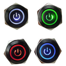Ee suporte 4 peças 12v 3a 16mm símbolo & círculo led metal preto botão de pressão liga/desliga (azul/vermelho/branco/verde) estilo do carro 2024 - compre barato