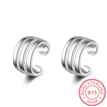 Wholesale Small Real 925 Sterling Silver Hollow Clip Earrings Ear Cuff Jackets For Women Lady Girls Fine Jewelry 2024 - buy cheap