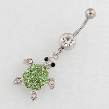 Free shipping Tortoise navel ring body piercing jewelry belly button ring Green turtle 14G 316L surgical steel nickel-free 2024 - buy cheap