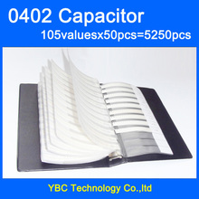 Free Shipping 0402 SMD Capacitor Sample Book 105valuesX50pcs=5250pcs 0.1PF~10UF Capacitor Assortment Kit Pack 2024 - buy cheap