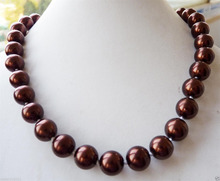 12mm AAA Chocolate South Sea Shell Pearl Round Necklace 18" 2024 - buy cheap