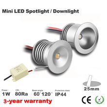 1W LED Downlight, AC85-277V Input Spot Ceiling Lamp, 25mm Cutout Recessed Cabinet Light,  60D/120D Spotlight, 12pcs CE List 2024 - buy cheap