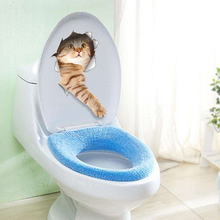 Cat Vivid 3D Smashed Switch Wall Sticker Bathroom Toilet Kicthen Decorative Decals Funny Animals Decor Poster PVC Mural Art 2024 - buy cheap