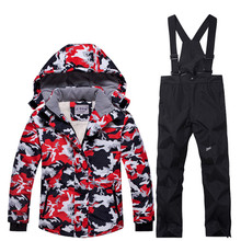 Inverno crianças casacos de neve conjuntos terno esqui ao ar livre menina/menino roupas snowboard jaqueta térmica à prova dwaterproof água + calças pretas 2024 - compre barato