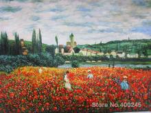 Landscape Canvas Art online Claude Monet Paintings Poppy Field near Vetheuil High quality Hand painted 2024 - buy cheap