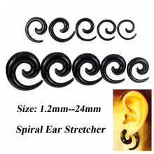 Par de tapones expansores de oreja de acero negro y blanco, Piercing cónico de estiramiento de oreja en espiral, joyería de moda corporal de 1,2mm-24mm 2024 - compra barato