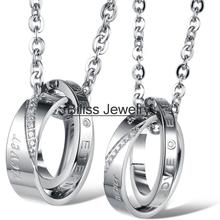 Biliss 2020 New His & Hers Stainless Steel "Eternal Love" Promise Circle Couple Pendant Necklace Valentine's Gift (One Pair) 2024 - buy cheap