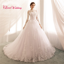 New Arrival Wedding Dresses Long Sleeves Lace applique Bridal Gown Sweep Train Vestido De Novia Wedding Gown 2024 - buy cheap