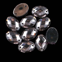 Diamantes de imitación de forma ovalada para coser, cristales elipse de Color gris, 2 agujeros, cristales acrílicos, piedras para ropa, 10x14mm / 13x18mm 2024 - compra barato