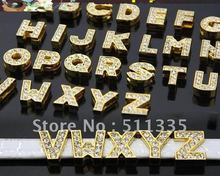 Venta al por mayor de 130 piezas, 10mm, A-Z, letras deslizantes de color dorado, alfabeto diy, apto para pulsera de 10MM 2024 - compra barato